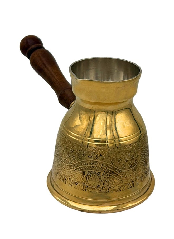 Majestic Majestic Brass Turkish Coffee Pot – Capacity: 430 ml (Large Size), Laser Design – Handcrafted with Wooden Handle, Perfect for Turkish Coffee, Arabic Coffee, Tea, Milk, and Hot Beverages  - Image 5