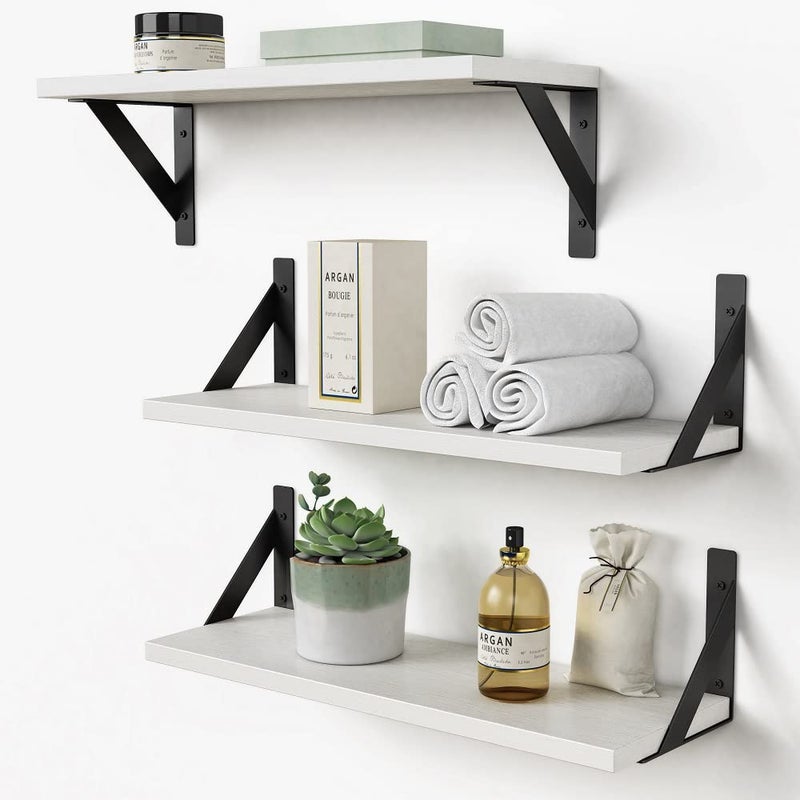 Forbena White Floating Shelves for Wall Decor Set of 3, 17 x 6 Inches Bathroom Shelf Over Toilet, Small Modern Mounted Shelves for Kids Bedroom Nursery Office Living Room Books Picture Frames - Image 1