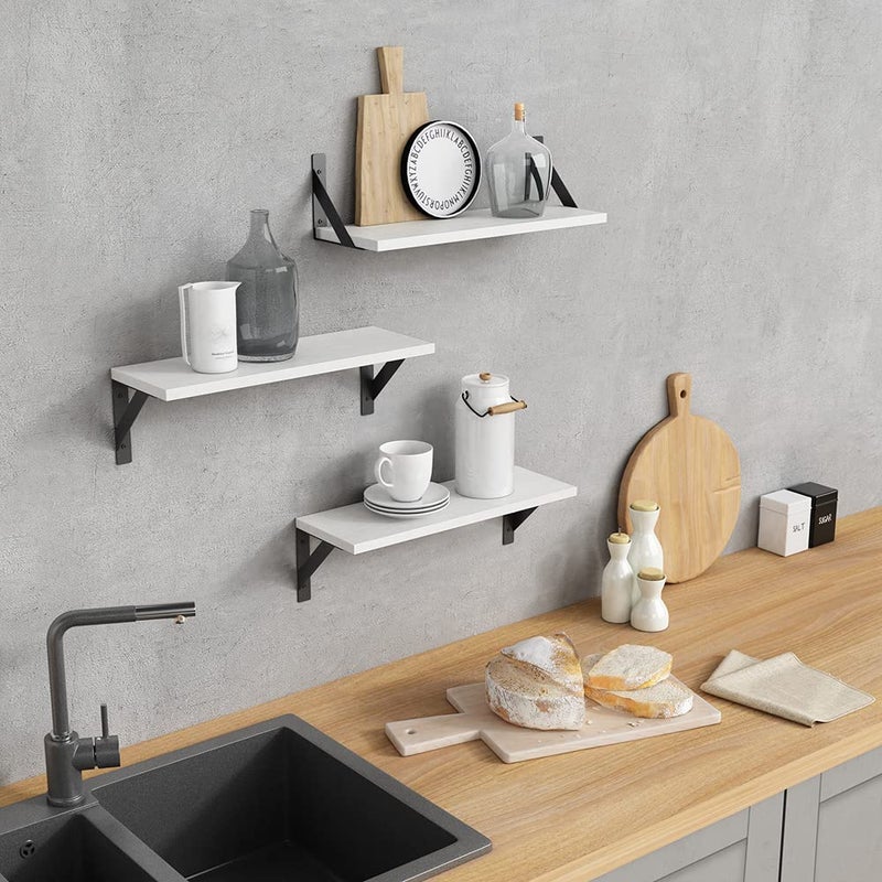 Forbena White Floating Shelves for Wall Decor Set of 3, 17 x 6 Inches Bathroom Shelf Over Toilet, Small Modern Mounted Shelves for Kids Bedroom Nursery Office Living Room Books Picture Frames - Image 3