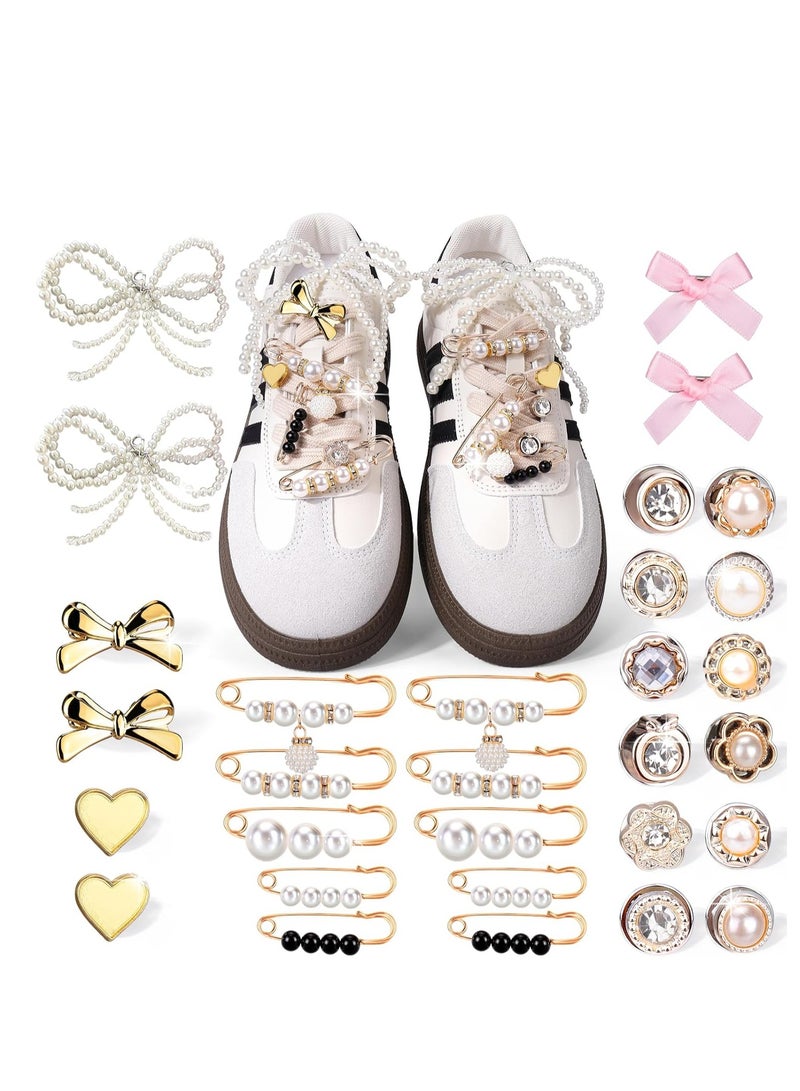 Solumi 30PCS Sneaker Charms for Girls – DIY Shoe Accessories Kit with Bows, Clips, Pins & Jewelry – Cute Lace Shoe Decorations for Sneakers, Crocs & More – Gift for Kids & Women - Image 2