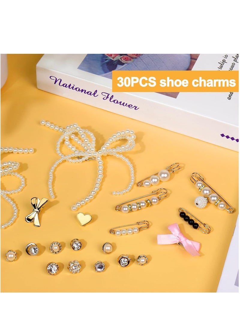 Solumi 30PCS Sneaker Charms for Girls – DIY Shoe Accessories Kit with Bows, Clips, Pins & Jewelry – Cute Lace Shoe Decorations for Sneakers, Crocs & More – Gift for Kids & Women - Image 4