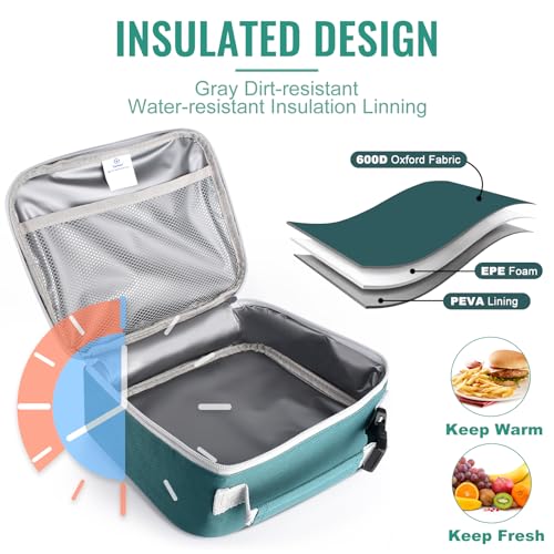 Genteen Lunch Box Kids,Insulated Lunch Bag Kids Boys Girls,Soft Bag Mini Cooler Back to School Thermal Meal Tote Kit Lunch Box for School,Work,Outdoor (Green) - Image 4