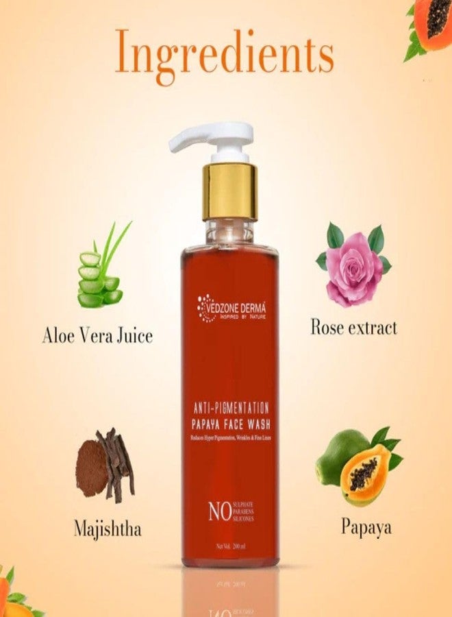 Vedzone Derma Pure Natural & Ayurvedic Anti-Pigmentation Papaya Face Wash with Harsingar & Manjistha - 200ml | Gentle Herbal Cleanser for Bright, Clear & Even Skin Tone | for All Skin Types - Image 4