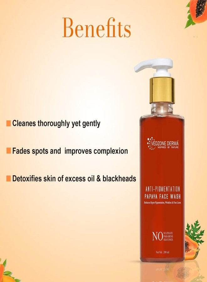 Vedzone Derma Pure Natural & Ayurvedic Anti-Pigmentation Papaya Face Wash with Harsingar & Manjistha - 200ml | Gentle Herbal Cleanser for Bright, Clear & Even Skin Tone | for All Skin Types - Image 3