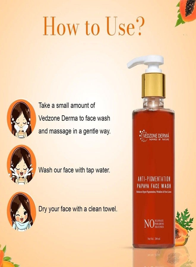 Vedzone Derma Pure Natural & Ayurvedic Anti-Pigmentation Papaya Face Wash with Harsingar & Manjistha - 200ml | Gentle Herbal Cleanser for Bright, Clear & Even Skin Tone | for All Skin Types - Image 5