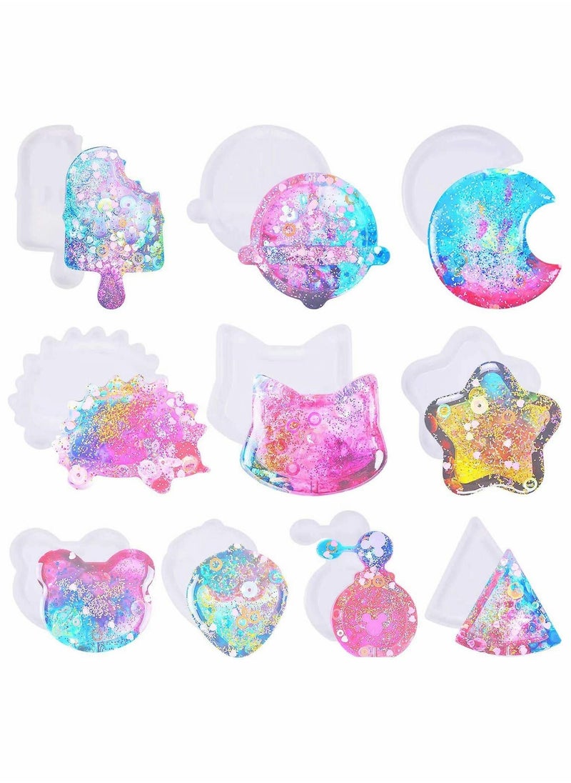 Excefore 10PCS Resin Casting Shaker Molds Set, Epoxy Quicksand Silicone Molds Resin Shaker Mold for Pendant Jewelry Keychain Decoration Craft Making DIY  - Image 5