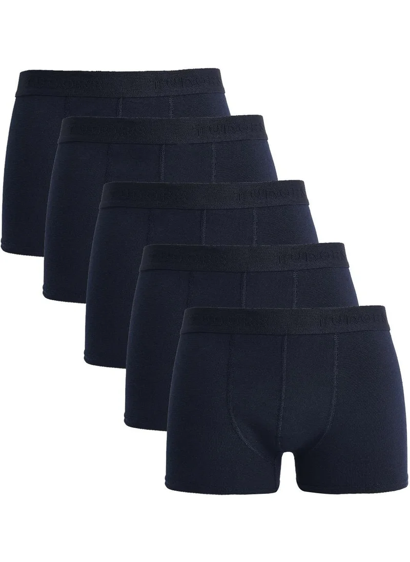 Tudors Men's 5-Pack Cotton Lycra Flexible Fabric Navy Blue Boxer