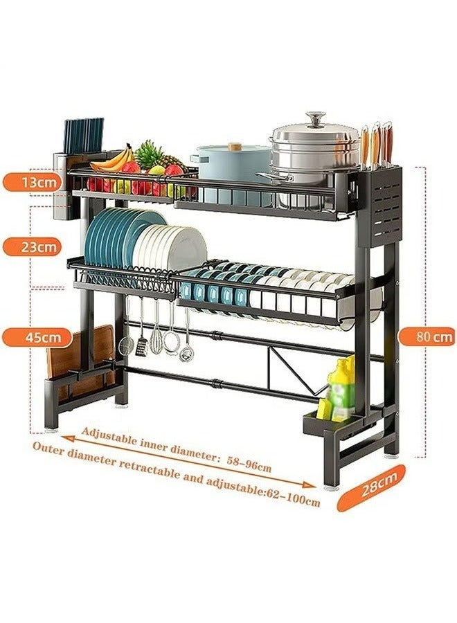 RollsTimi  2-Layer Kitchen Sink Organizer,Carbon Steel Kitchen Counter Organizer Storage,Black - Image 3