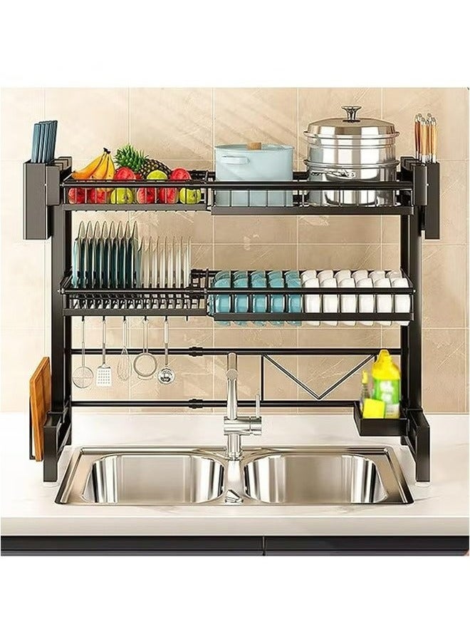 RollsTimi  2-Layer Kitchen Sink Organizer,Carbon Steel Kitchen Counter Organizer Storage,Black - Image 2
