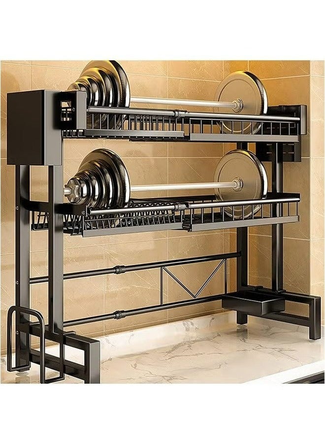 RollsTimi  2-Layer Kitchen Sink Organizer,Carbon Steel Kitchen Counter Organizer Storage,Black - Image 4