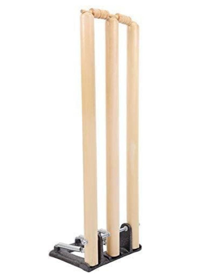 Generic Cricket Wooden Wicket Stumps With Spring Stand 10060006 28 Inch, Beige, Multi Color  - Image 2
