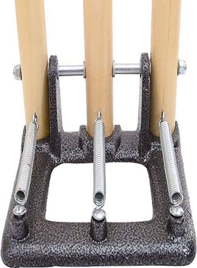 Generic Cricket Wooden Wicket Stumps With Spring Stand 10060006 28 Inch, Beige, Multi Color  - Image 3