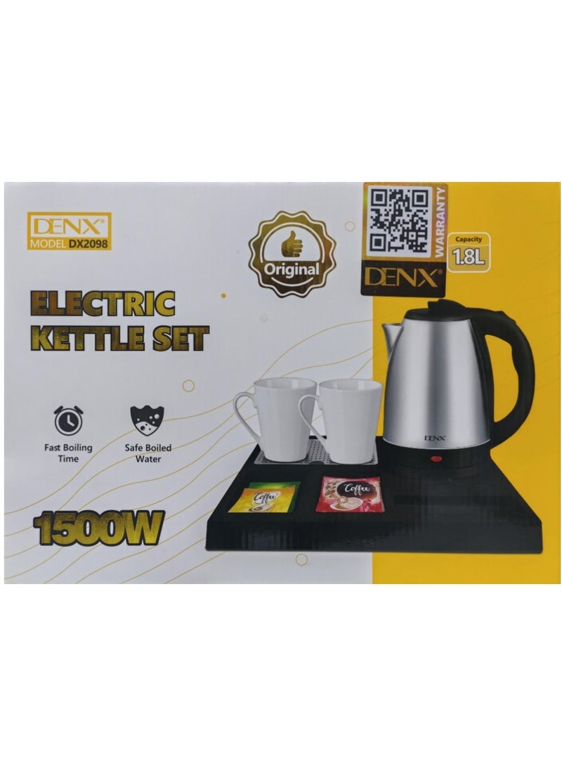 Denx Dinex 1500W Electric Hotel Kettle Set, Black/Silver, 1.8L - Image 1