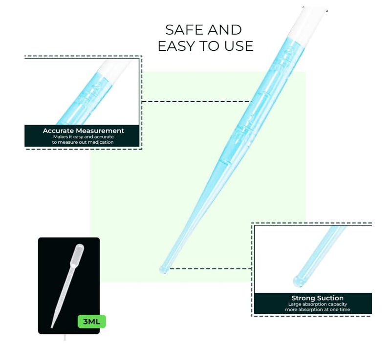 EISCO LABZIO 3 ml Transfer Graduated Pipettes Graduated 05 ml Dropper Ink Filler Pack of 10 - Image 3