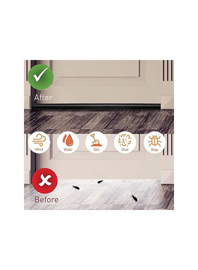 The Bros 2pcs Under Door Draft Stopper, Weather Stripping Noise Blocker, Double-Sided Under Door Draft Stopper, Interior Front Door Sweep, Blocker, Soundproofing Guard, 0.96m, Black - Image 4