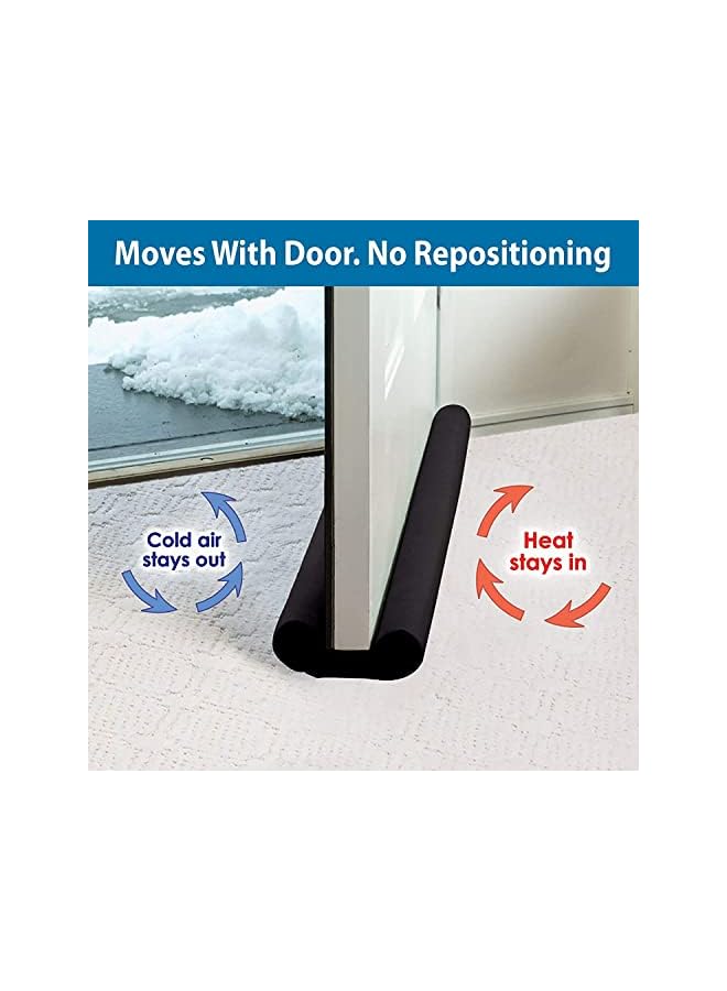 The Bros 2pcs Under Door Draft Stopper, Weather Stripping Noise Blocker, Double-Sided Under Door Draft Stopper, Interior Front Door Sweep, Blocker, Soundproofing Guard, 0.96m, Black - Image 3