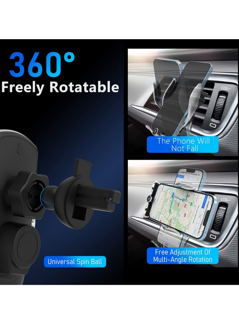 Excefore Wireless Car Charger - 15W Qi Fast Charging, Smart Sensor Air Vent Mount for iPhone and All Smartphones - One-Hand Operation, 360° Rotation - Silver - Image 3