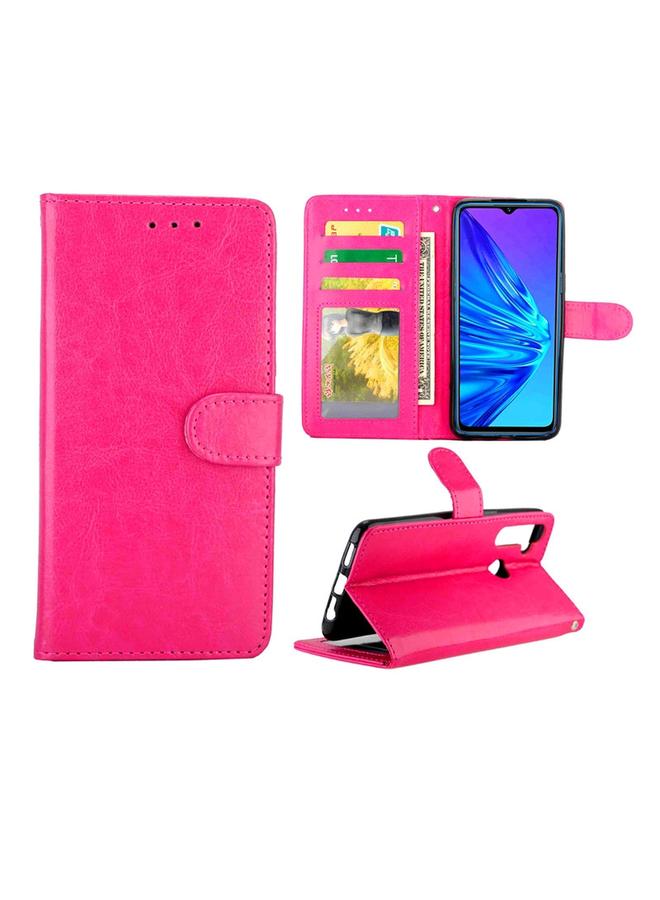 اس-توب جراب لهاتف OPPO Realme 5، جراب واقٍ من الجلد بتصميم Crazy Horse، قابل للطي أفقيًا، مع حامل وفتحات للبطاقات ومحفظة وإطار للصور - Image 1