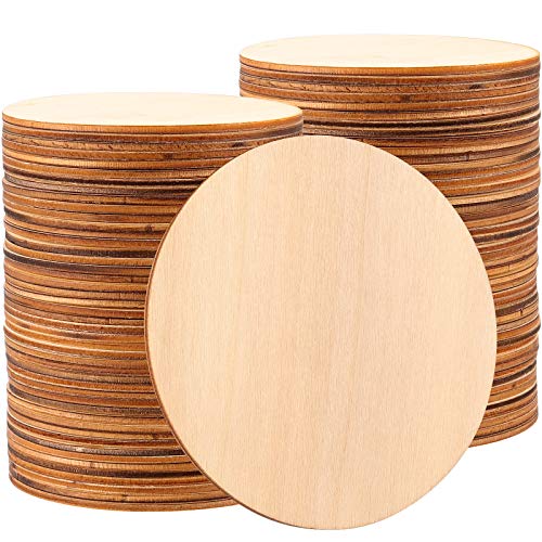 ZEONHAK 50 PCS 7.8 Inch Wood Discs for Craft, Natural Unfinished Wood Rounds Circle, Wood Circles Pieces for Painting, DIY Craft, Decoration - Image 1
