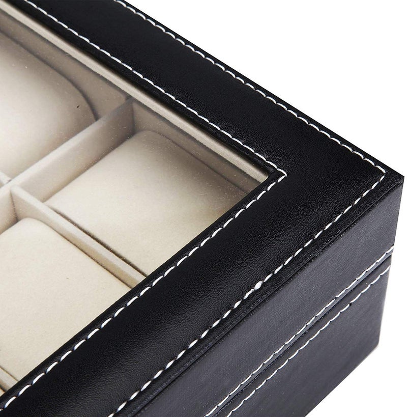 Styxon Watch Box 10 Slot Display Case Real Glass Organizer Storage with Pu Leather for Men and Women - Image 4