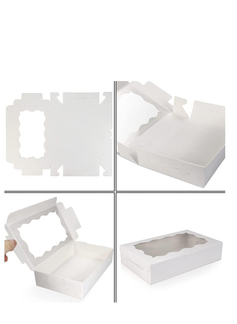 30 صناديق كوكي بيضاء ورقية، مربع مخبز مع نافذة شفافة، علبة هدايا صغيرة ورقية متميزة، كعكة فطيرة الفراولة مع الحلوى، 7 بوصة × 4 3/8 بوصة × 1 1/2 بوصة - Image 3