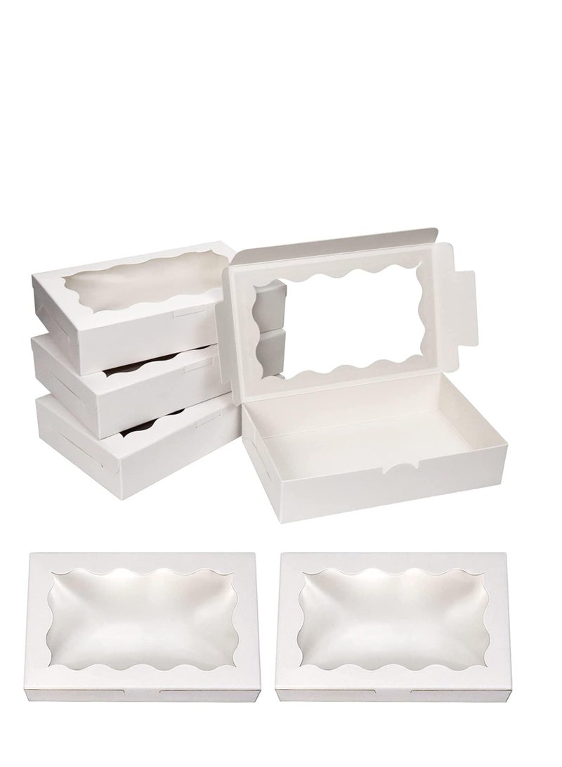 30 صناديق كوكي بيضاء ورقية، مربع مخبز مع نافذة شفافة، علبة هدايا صغيرة ورقية متميزة، كعكة فطيرة الفراولة مع الحلوى، 7 بوصة × 4 3/8 بوصة × 1 1/2 بوصة - Image 1