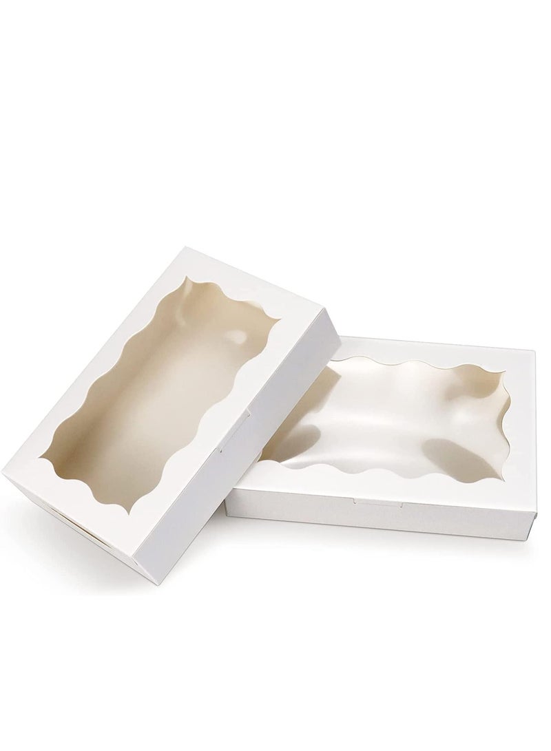 30 صناديق كوكي بيضاء ورقية، مربع مخبز مع نافذة شفافة، علبة هدايا صغيرة ورقية متميزة، كعكة فطيرة الفراولة مع الحلوى، 7 بوصة × 4 3/8 بوصة × 1 1/2 بوصة - Image 4