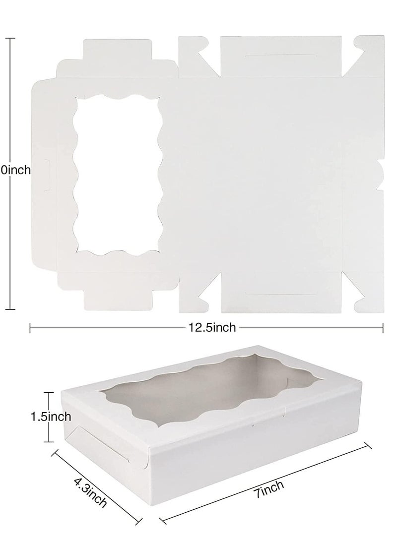 30 صناديق كوكي بيضاء ورقية، مربع مخبز مع نافذة شفافة، علبة هدايا صغيرة ورقية متميزة، كعكة فطيرة الفراولة مع الحلوى، 7 بوصة × 4 3/8 بوصة × 1 1/2 بوصة - Image 2