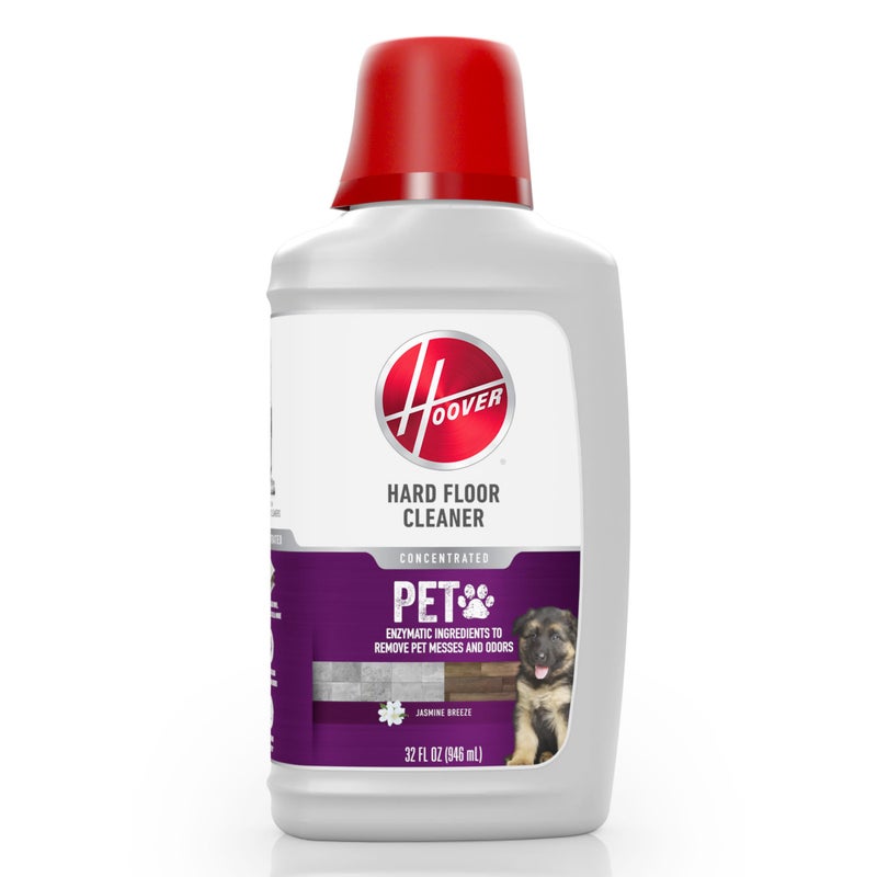 Hoover Pet Hard Floor Cleaner Solution  32 oz.  Jasmine Breeze Scent  Concentrated Pet Cleaning Formula  For Use on Sealed Vinyl  Sealed Hardwood  Tile and More  Pair with Hoover Hard Floor Machines - Image 1