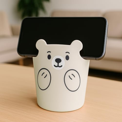AccuPrints Pen Holder, Cute Bear Pencil Pot Creative Funny Pen Cup Organizer For Kids, Desk, School Classroom, Office (Yellow Bear) (A2P2) - Image 3