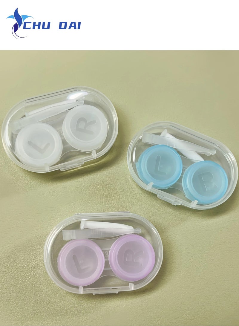 تشو داي علبة تخزين عدسات لاصقة شفافة ملونة للسفر، حاملة، حاوية تخزين نقع، عبوة بالجملة (لون عشوائي) - Image 4