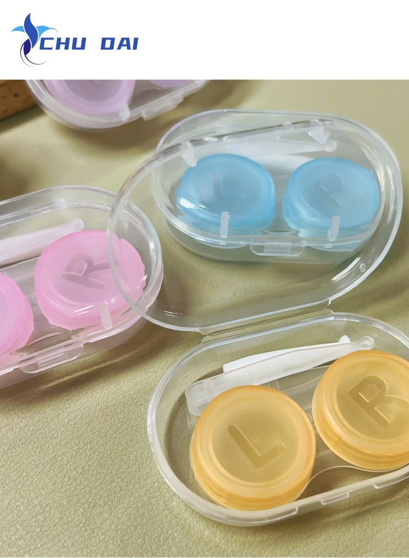 تشو داي علبة تخزين عدسات لاصقة شفافة ملونة للسفر، حاملة، حاوية تخزين نقع، عبوة بالجملة (لون عشوائي) - Image 2