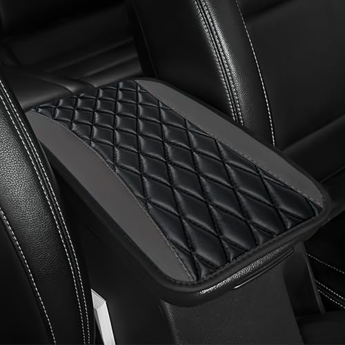 ongfuwu Car Center Console Cushion Pad 1272752 Leather Waterproof Auto Armrest Seat Box Protector Car Center Console Cover Universal Interior Decor Car Accessories for SUV Truck Gray - Image 1