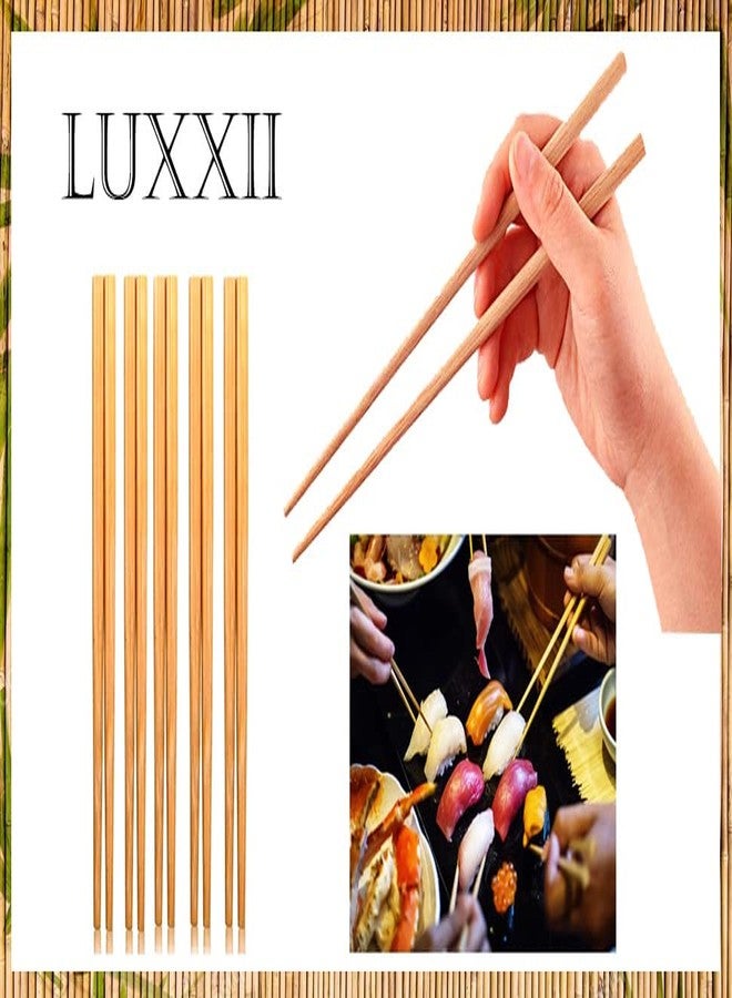 Luxxii 9.5" Natural Chinese Bamboo Wooden Chopsticks Set Reusable Classic Style Wood Chopsticks (5 Pairs) - Image 3