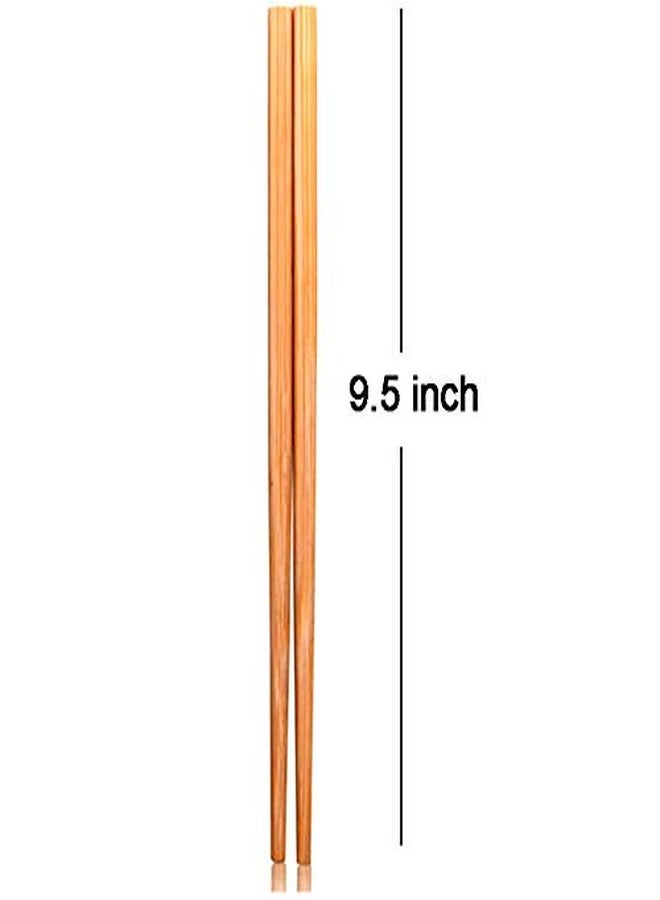 Luxxii 9.5" Natural Chinese Bamboo Wooden Chopsticks Set Reusable Classic Style Wood Chopsticks (5 Pairs) - Image 2