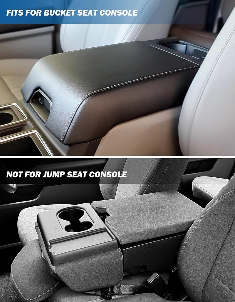 جوي توتوس غطاء وحدة التحكم المركزية متوافق مع فورد F150 2015-2020، وF250 F350 F450 2017-2022، وفورد إكسبيديشن 2018-2024، وسادة مسند ذراع جلدية لوحدة التحكم المركزية (للمقعد الفردي فقط) - Image 2