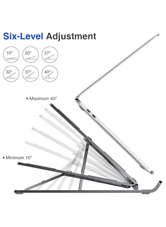 OMAKSS Laptop Stand for Desk, Adjustable Laptop Riser Foldable Portable Laptop Holder, Ventilated Cooling Notebook Stand for MacBook Pro Air, Lenovo, Dell, HP, Laptops,Tablet Black  - Image 3