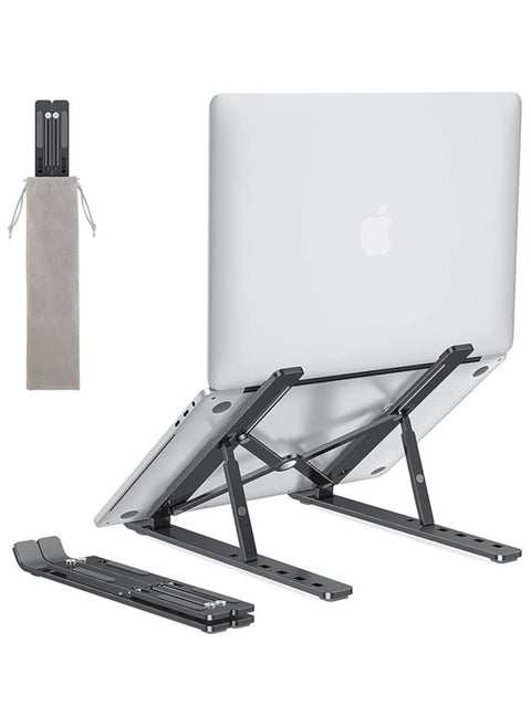 Laptop Stand for Desk, Adjustable Laptop Riser Foldable Portable Laptop Holder, Ventilated Cooling Notebook Stand for MacBook Pro Air, Lenovo, Dell, HP, Laptops,Tablet Black