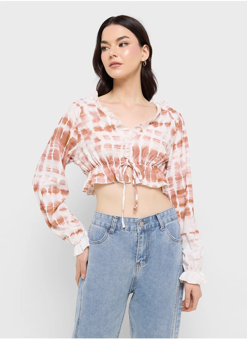 Ginger Tie Dye Ruched Crop Top