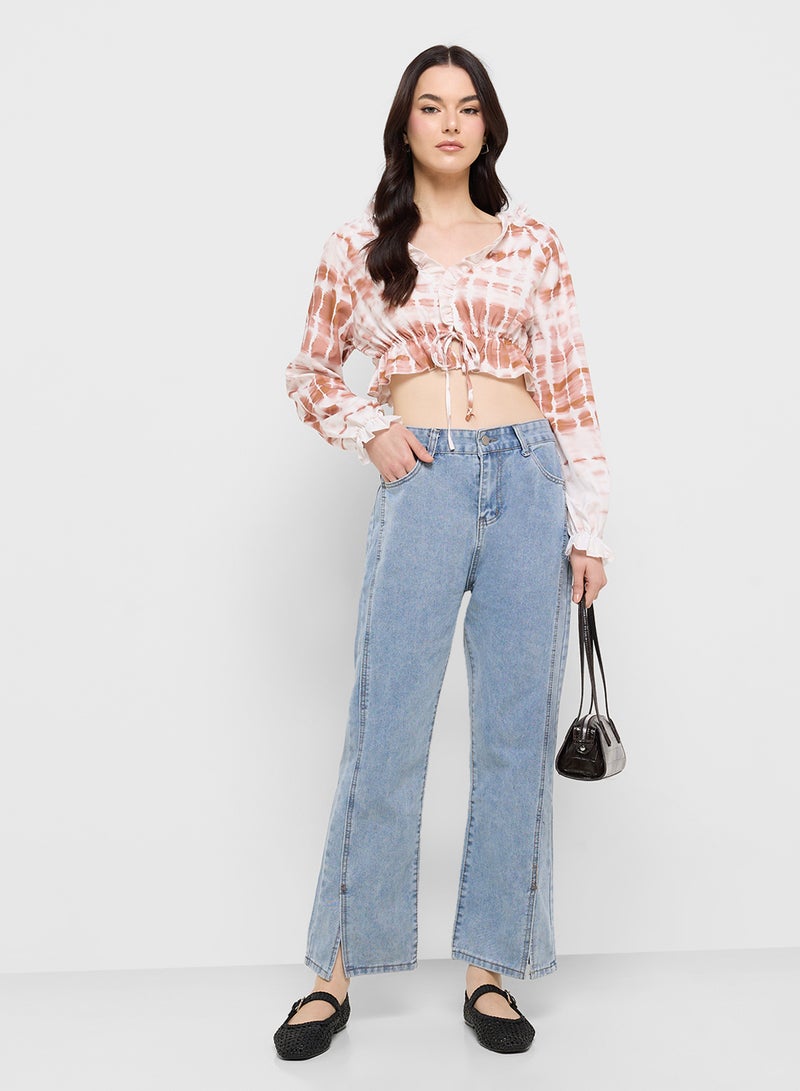 Ginger Tie Dye Ruched Crop Top - Image 4