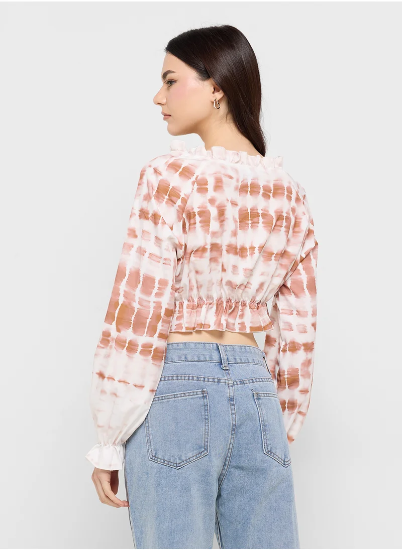 Ginger Tie Dye Ruched Crop Top