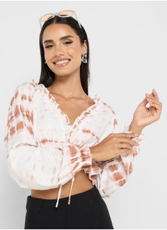 Ginger Tie Dye Ruched Crop Top  - Image 1