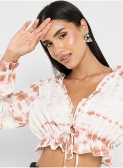Ginger Tie Dye Ruched Crop Top  - Image 3