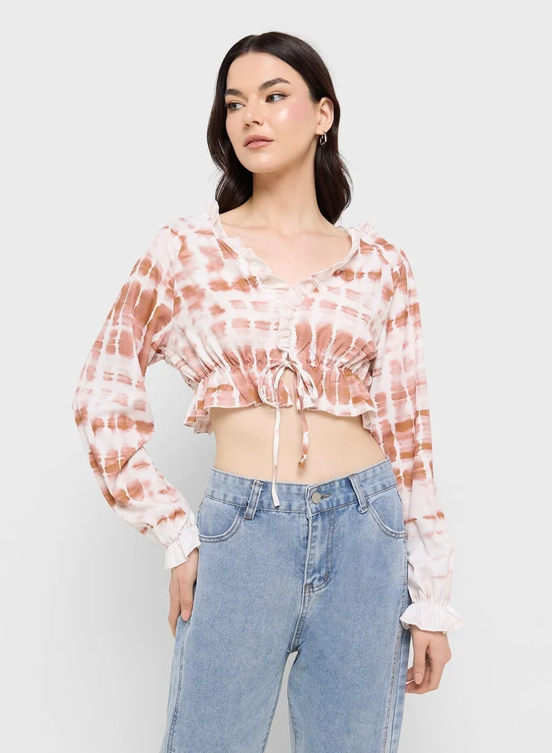 Ginger Tie Dye Ruched Crop Top