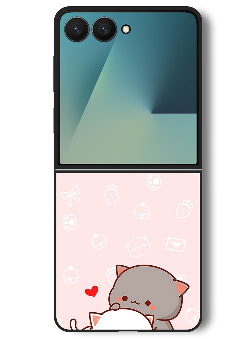 Theodor Case Compatible with Samsung Galaxy Z Flip 7 - 6.9 Inch Protection Shockproof Bumper Cover Cat Lovers - Image 1