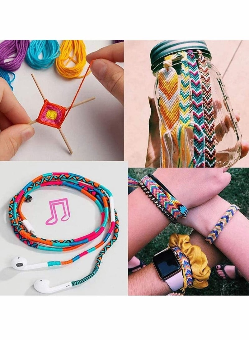 Beauenty Creative Friendship Bracelet Making Kit for Girls - DIY Craft Set with 10 Colorful Cotton Threads, Beads, Round  Square Woven Boards - Perfect for Kids' Art Projects  - Image 2