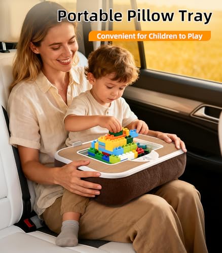 DICMKY Car Seat Tray Pillow Stand, Laptop Lap Desk with Mouse Pad, Portable Food Tray with Tablet/Kindle Mount Holder, Front/Rear Seat Table for Office/Eating/Reading, Travel Essentials Accessories - Image 4