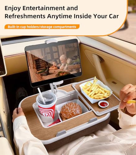 DICMKY Car Seat Tray Pillow Stand, Laptop Lap Desk with Mouse Pad, Portable Food Tray with Tablet/Kindle Mount Holder, Front/Rear Seat Table for Office/Eating/Reading, Travel Essentials Accessories - Image 3