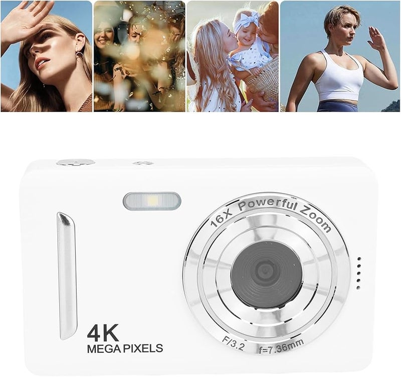 Fockety 64MP 4K Digital Camera Auto Focus Vlogging Camera With 16X Zoom Anti Shake White - Image 5