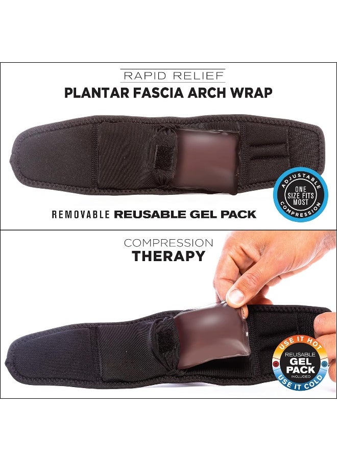 Copper Fit - Copper Fit unisex adult Rapid Relief Plantar Fascia Arch Foot Wrap with Hot or Cold Gel Pack, Black, Adjustable - Image 1